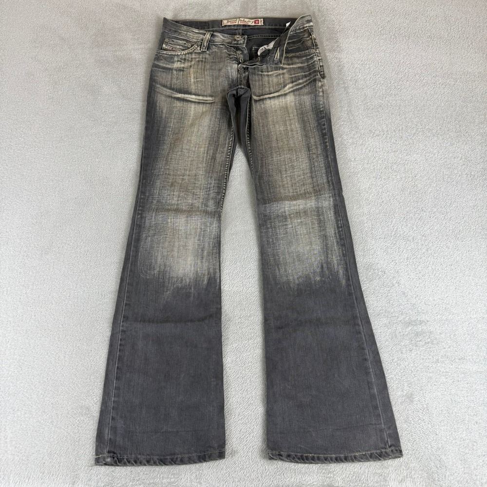 Diesel Bootcut Low Rise Jeans Mens 28x32 Black Denim Button Fly Distressed Italy